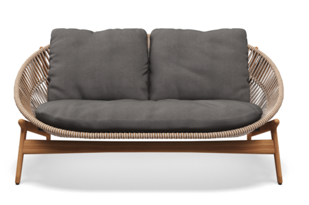 Gloster Bora 2-SEATER SOFA - Sofa 2 Sitzer-Natural Teak / Sorrel Wicker-Blend Coal