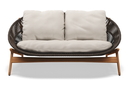 Gloster Bora 2-SEATER SOFA - Sofa 2 Sitzer-Natural Teak / Umber Wicker-Blend Linen