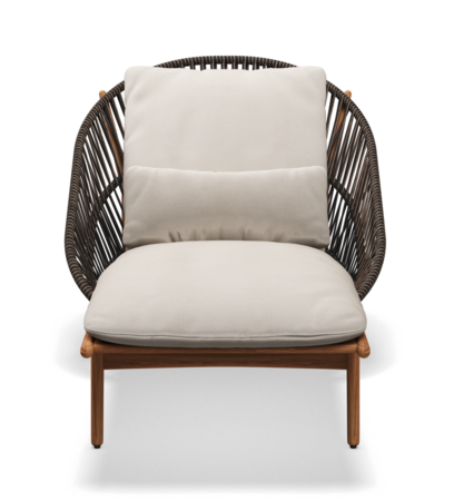 Gloster Bora LOUNGER - Loungeliege-Natural Teak / Umber Wicker-Blend Linen
