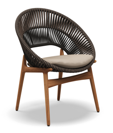 Gloster DINING CHAIR WITH ARMS - Stuhl mit Armlehne-Natural Teak / Umber Wicker-Blend Sand