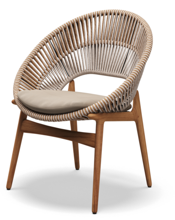 Gloster DINING CHAIR WITH ARMS - Stuhl mit Armlehne-Natural Teak / Sorrel Wicker-Blend Sand