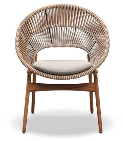 Gloster DINING CHAIR WITH ARMS - Stuhl mit Armlehne-Natural Teak / Sorrel Wicker-Blend Linen