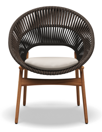 Gloster DINING CHAIR WITH ARMS - Stuhl mit Armlehne-Natural Teak / Umber Wicker-Blend Linen