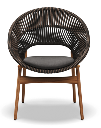 Gloster DINING CHAIR WITH ARMS - Stuhl mit Armlehne-Natural Teak / Umber Wicker-Blend Coal
