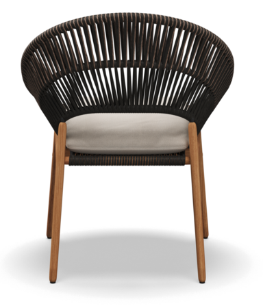 Gloster DINING CHAIR WITH ARMS - Stuhl mit Armlehne-Natural Teak / Umber Wicker-Blend Linen