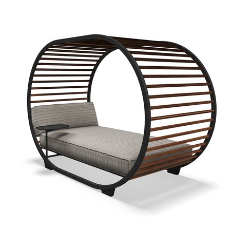 GLOSTER Cradle Day Bed-Alu meteor| Teak | Pinstripe Fog