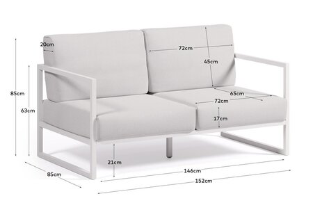 Kave Home COMOVA - Outdoor Sofa - 2 sitzer -  Weiss / Weiss