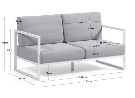Kave Home COMOVA - Outdoor Sofa - 2 sitzer - Weiss / Blau