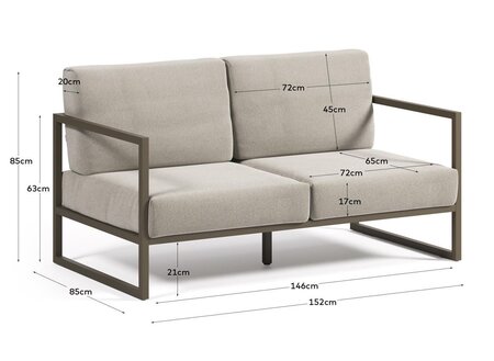Kave Home COMOVA - Outdoor Sofa - 2 sitzer - Grün / Hellgrau