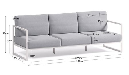 Kave Home COMOVA - Outdoor Sofa -  3 sitzer - Weiss / Blau