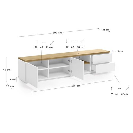 Kave Home ABILEN - TV-Schrank-Weiß, Natur-200