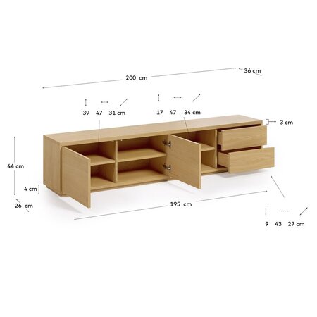 Kave Home ABILEN - TV-Schrank Eiche-Natur-200