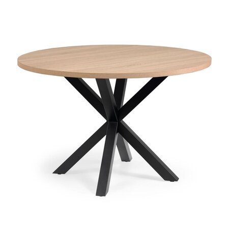 Kave Home ARGO - Tisch rund Ø 119 cm-Natur, Schwarz-Stahlbeine schwarz