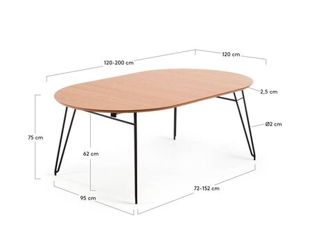 Kave Home NOVAC - Tisch rund ausziehbar Ø 120