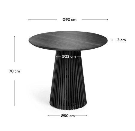 Kave Home JEANETTE - Tisch rund - Ø 90 cm - Schwarz