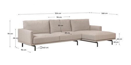 Kave Home GALENE - Sofa 4 Sitzer mit Chaiselongue - Rechts
