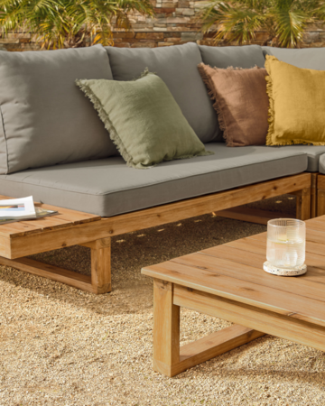 Kave Home FLAVIINA - Outdoor Ecksofa Akazienholz