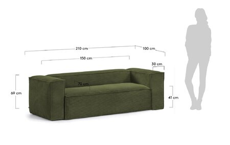 Kave Home BLOK - Sofa 2 Sitzer - Grün