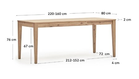 Kave Home YAIN - Esstisch ausziehbar Eichenfurnier - 160 cm