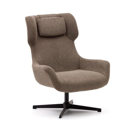 Kave Home ZALINA - Drehsessel mit Chenille Bezug: Braun, Schwarz