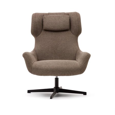 Kave Home ZALINA - Drehsessel mit Chenille Bezug: Braun, Schwarz