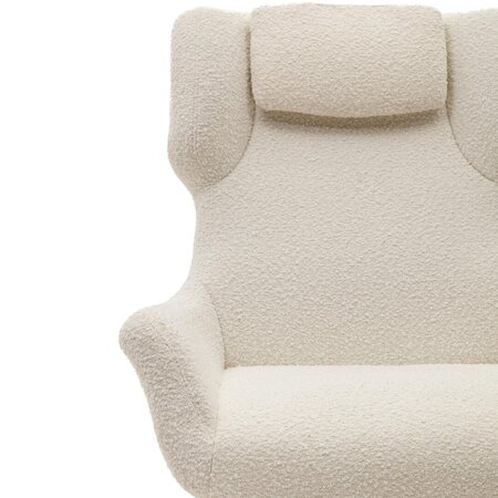 Kave Home ZALINA - Drehsessel mit Bouclé Bezug: Weiß, Schwarz