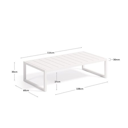 Kave Home COMOVA Outdoor Couchtisch 60 x 114m-Weiß