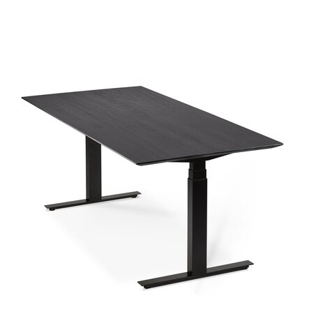 Ethnicraft Eiche Bok - verstellbarer Schreibtisch - Schwarz - B140 x H64 x T70 cm