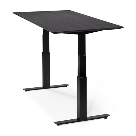 Ethnicraft Eiche Bok - verstellbarer Schreibtisch - Schwarz - B140 x H64 x T70 cm