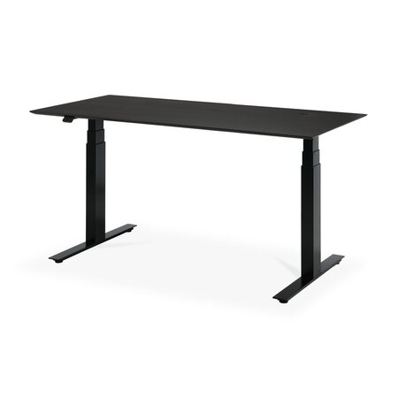 Ethnicraft Eiche Bok - verstellbarer Schreibtisch - Schwarz - B160 x H64 x T80 cm