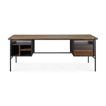 Ethnicraft Oscar Schreibtisch - Teak - 2 Schubladen - rechtekig