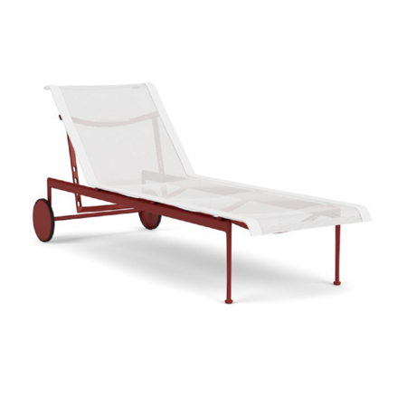 Knoll International 1966 Adjustable Chaise-Dark Red frame with White Mesh & Strap
