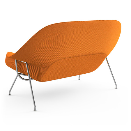 Knoll Womb Settee - Polished Chrome - Cato, Orange