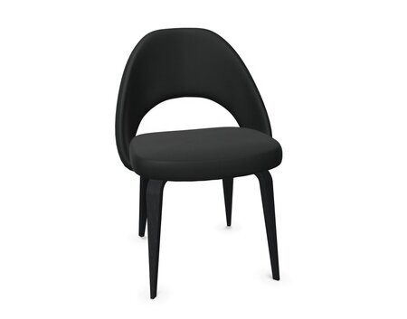 Knoll Saarinen Conference Stuhl - Stuhlbeine Eiche Natur gebeizt - Leder Bellagio Black