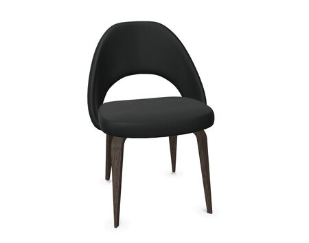 Knoll Saarinen Conference Stuhl - Stuhlbeine Eiche Steingrau gebeizt - Leder Bellagio Black