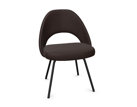 Knoll Saarinen Conference Stuhl - Stuhlbeine schwarz verchromt - Leder Dark Brown 
