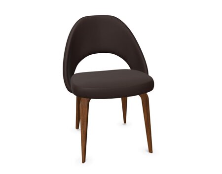 Knoll Saarinen Conference Stuhl - Stuhlbeine Eiche Walnuss gebeizt - Leder Dark Brown 