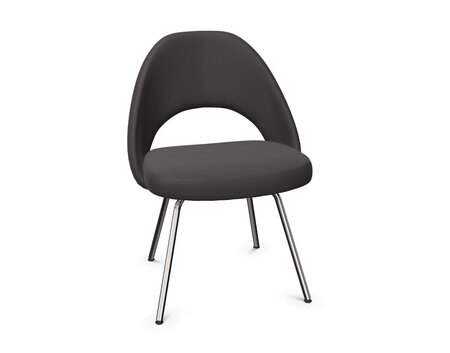 Knoll Saarinen Conference Stuhl - Stuhlbeine verchromt - Leder Charcoal