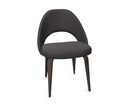 Knoll Saarinen Conference Stuhl - Stuhlbeine Eiche Steingrau gebeizt - Leder Charcoal