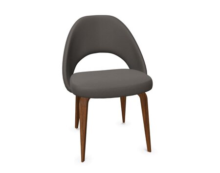 Knoll Saarinen Conference Stuhl - Stuhlbeine Eiche Walnuss gebeizt - Leder Mink Grey