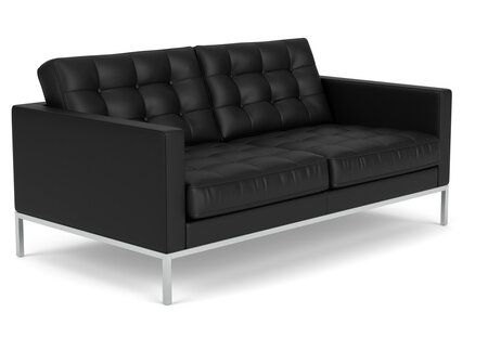 Knoll Florence Knoll Kollektion - Relax 2-Sitzer Sofa - Gestell hochglanzverchromt - Leder Volo Black