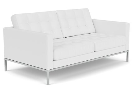 Knoll Florence Knoll Kollektion - Relax 2-Sitzer Sofa - Gestell hochglanzverchromt - Leder Volo White