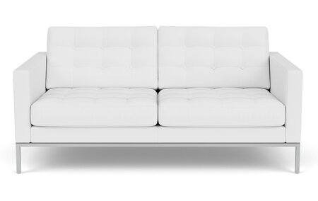 Knoll Florence Knoll Kollektion - Relax 2-Sitzer Sofa - Gestell hochglanzverchromt - Leder Volo White