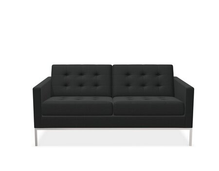 Knoll Florence Knoll Kollektion - Relax 2-Sitzer Sofa - Gestell hochglanzverchromt - Tonus Black 