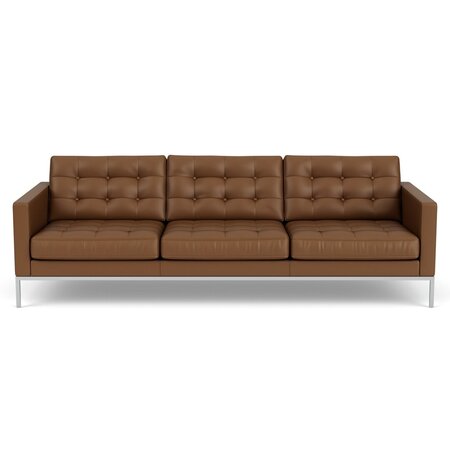 Knoll Florence Knoll Kollektion - Relax 3-Sitzer Sofa - Gestell Hochglanzverchromt - Leder Volo Coffee Bean