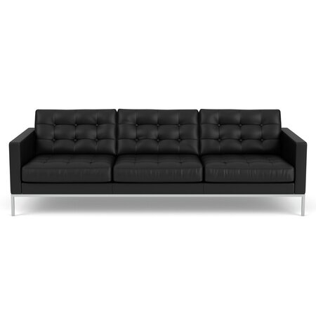 Knoll Florence Knoll Kollektion - Relax 3-Sitzer Sofa - Gestell Hochglanzverchromt - Leder Volo Black