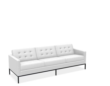 Knoll Florence Knoll Kollektion - Relax 3-Sitzer Sofa - Gestell lackiert, Farbe anthrazit - Leder Volo White