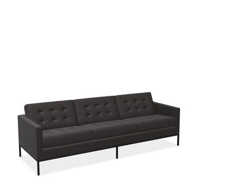 Knoll Florence Knoll Kollektion - Relax 3-Sitzer Sofa - Gestell lackiert, Farbe anthrazit - Leder Volo Black