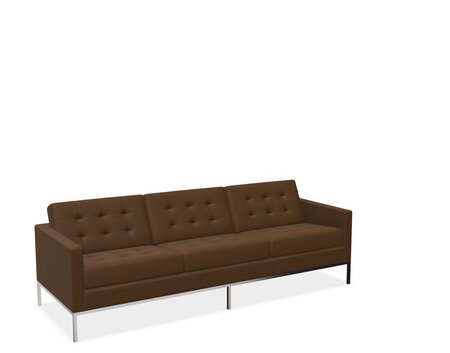 Knoll Florence Knoll Kollektion - Relax 3-Sitzer Sofa - Gestell hochglanzverchromt - Tonus Medium Brown