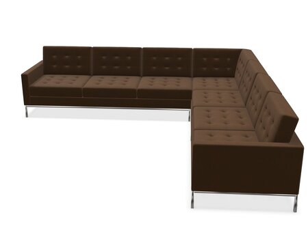 Knoll Florence Knoll Kollektion - Relax 7-Sitzer Sofa - Gestell hochglanzverchromt - Tonus Medium Brown